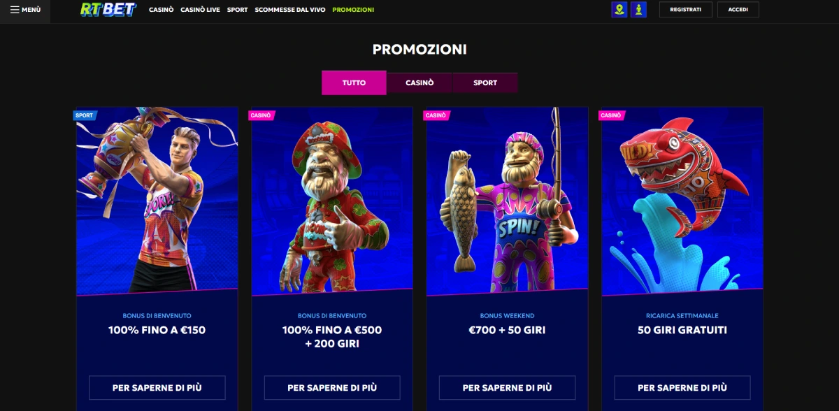 RTbet Bonus di Benvenuto